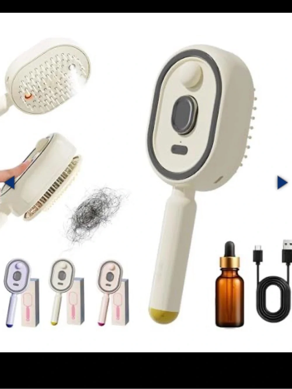 Electric Spray Retractable Air Cushion Comb - White
